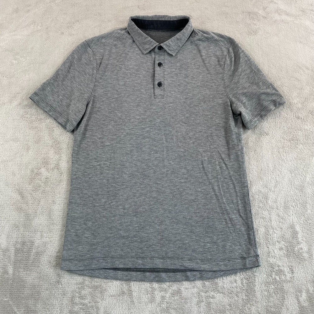 Lululemon Evolution Polo Shirt Men Small Heather‎ Gray Golf Performance Active